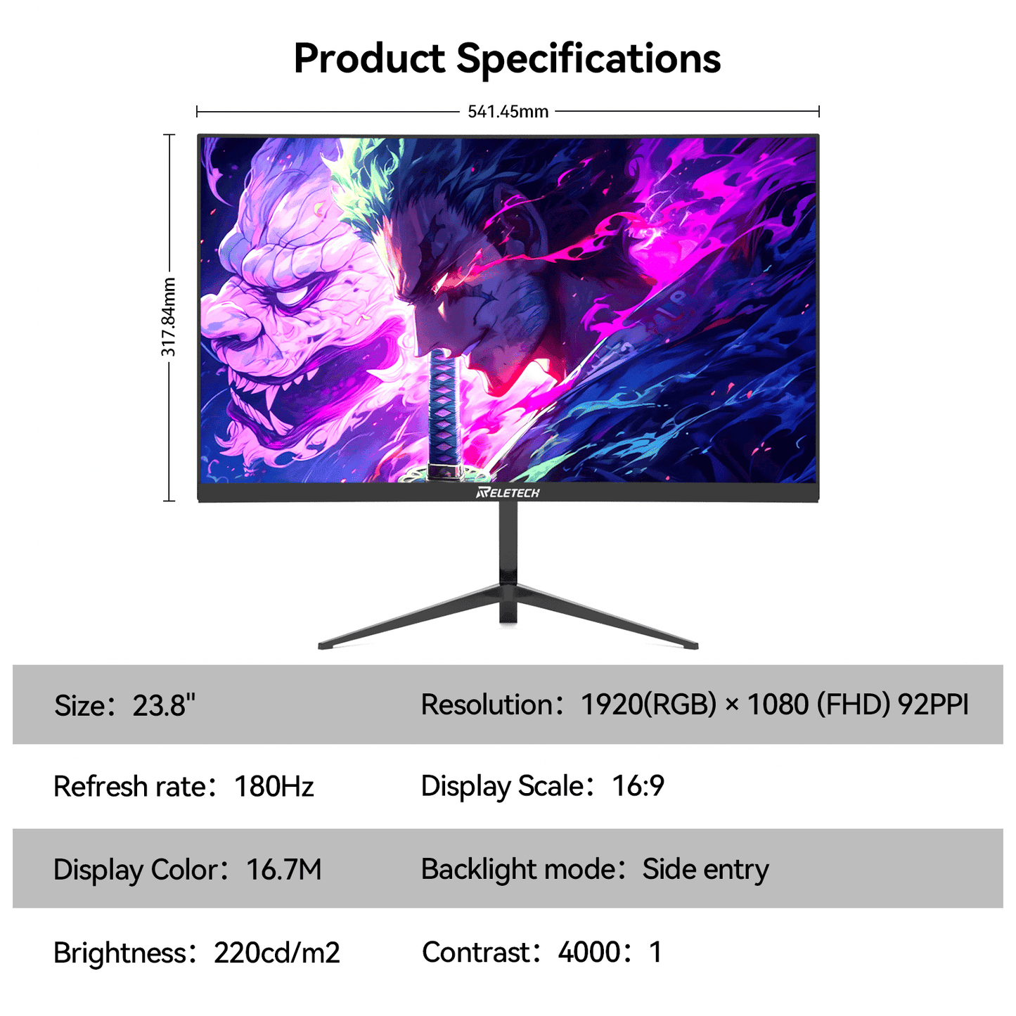 Reletech 180Hz Gaming Monitor G25F180 - Reletech AI Vision