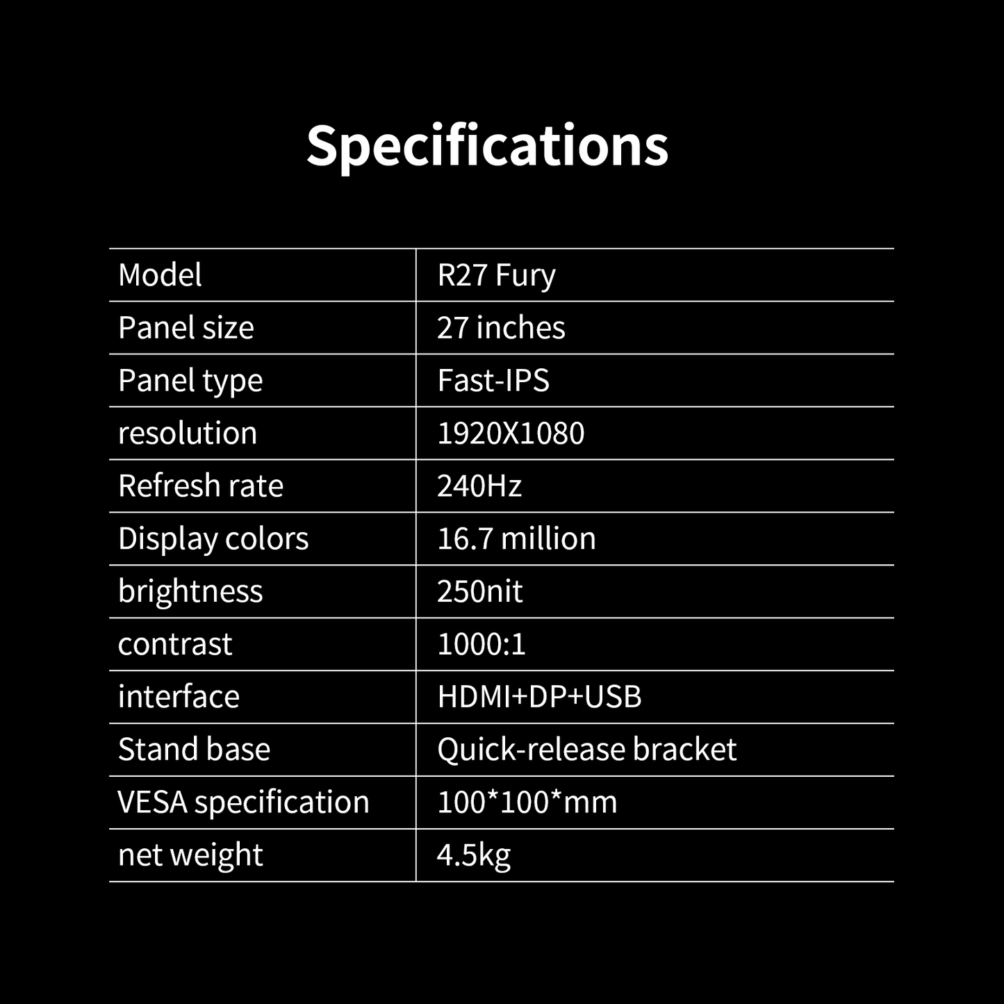 Reletech 240Hz Gaming Monitor R27 Fury - Reletech AI Vision