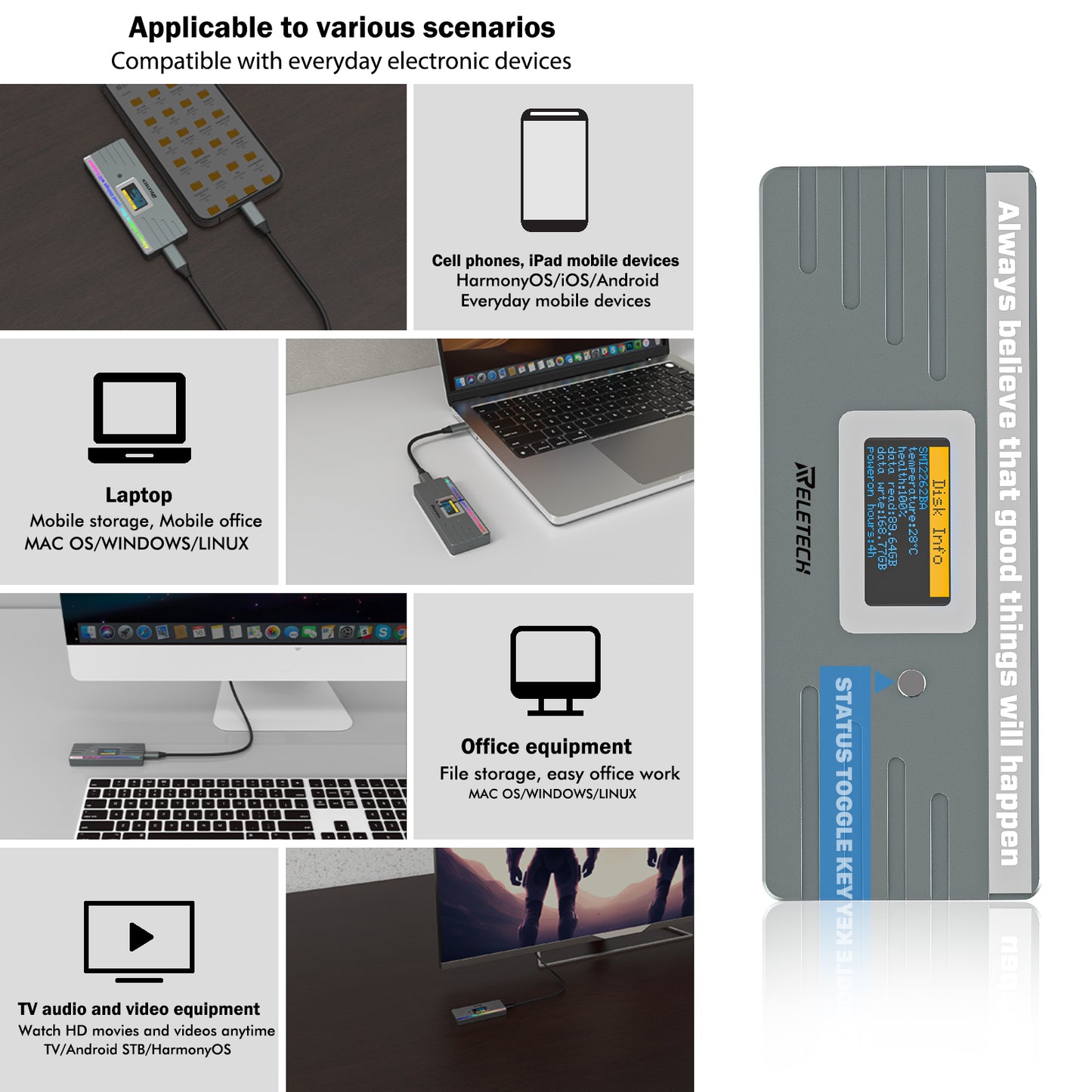 M.2 NVMe/SATA SSD Enclosure Gray WAVA II