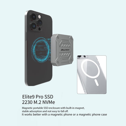 1TB Elite9 Pro Magnetic SSD, 1000MB/s, USB 3.2 Gen 2, 4K ProRes, For Laptop, PC, PS5, Gray - Reletech AI Vision