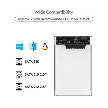 2.5" SATA to USB-C 3.1 Gen2 Hard Drive Enclosure
