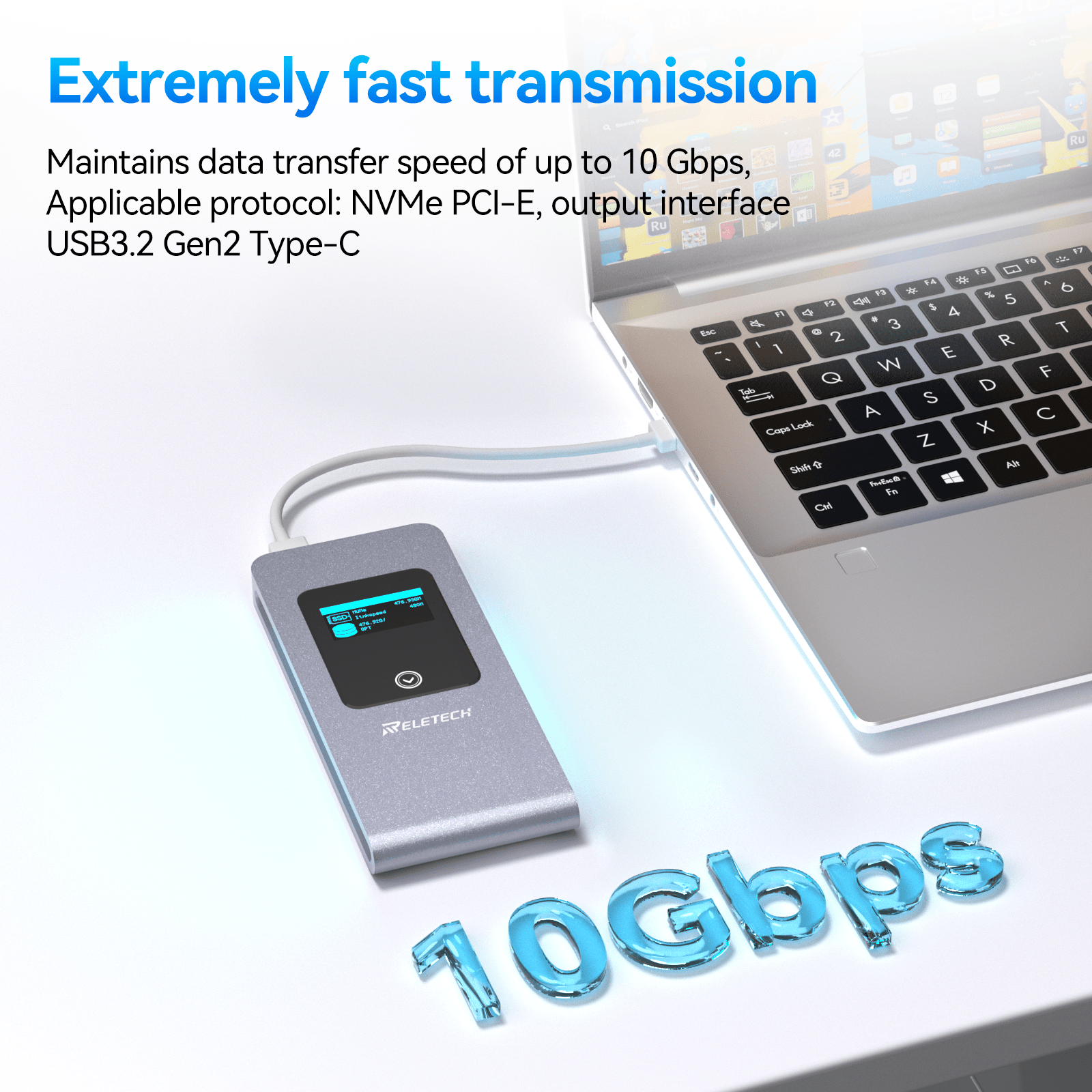 M.2 NVMe/SATA Dual Protocol SSD Enclosure Silver WAVA III - Reletech AI Vision