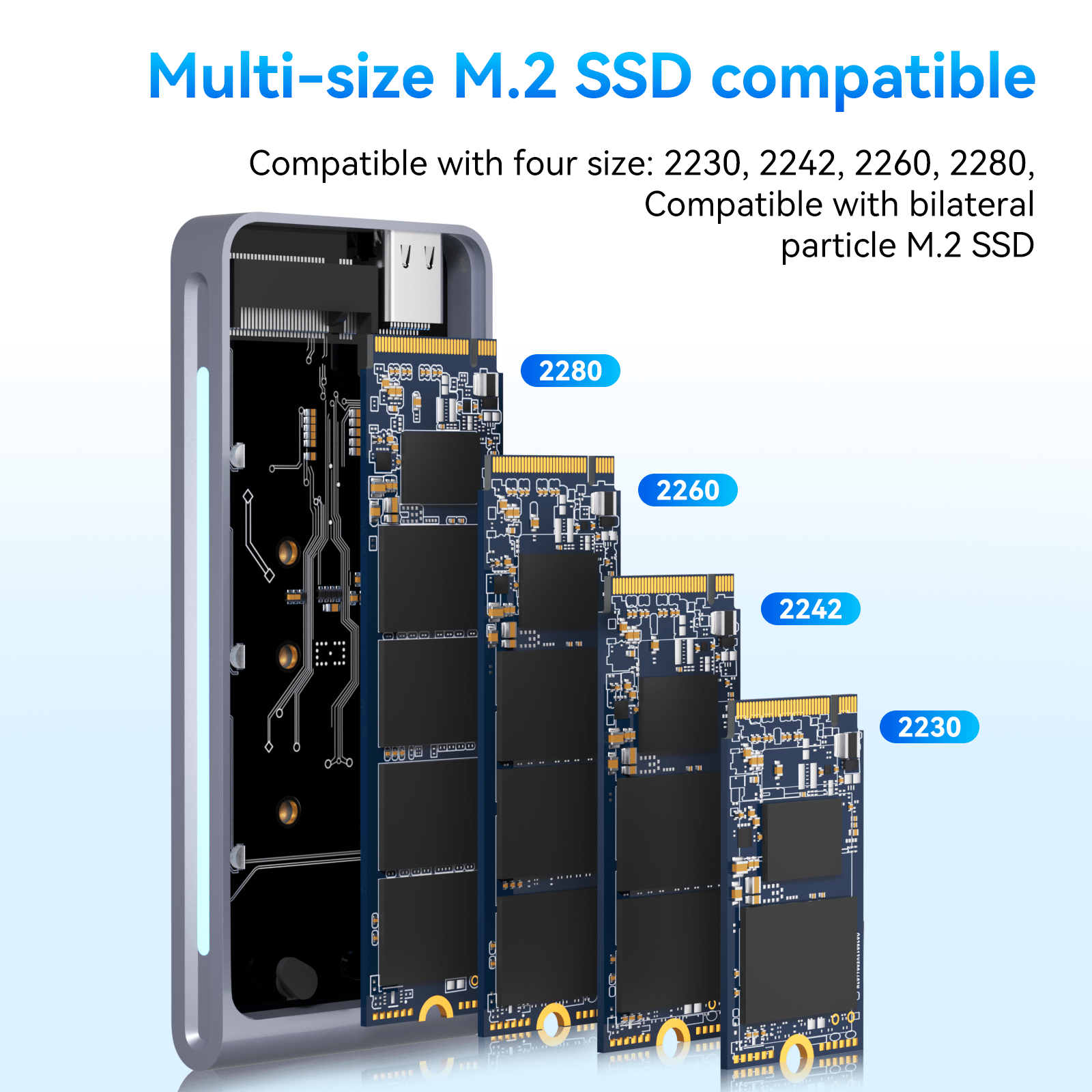 M.2 NVMe/SATA Dual Protocol SSD Enclosure Silver WAVA III - Reletech AI Vision