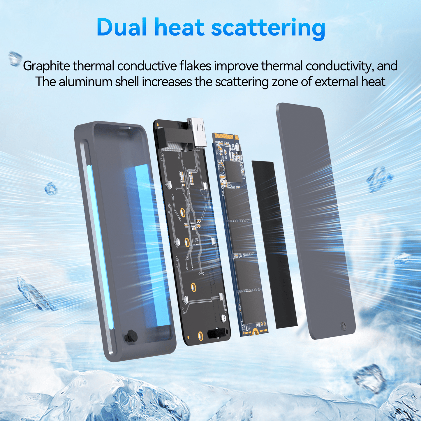 M.2 NVMe/SATA Dual Protocol SSD Enclosure Silver WAVA III - Reletech AI Vision
