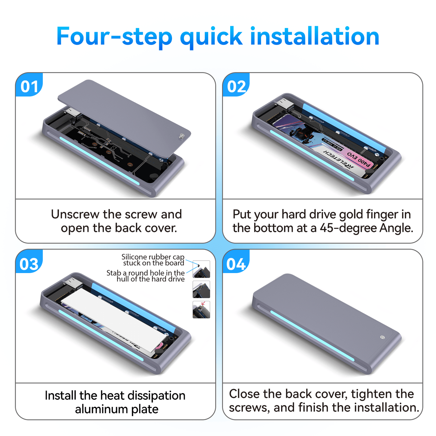 M.2 NVMe/SATA Dual Protocol SSD Enclosure Silver WAVA III - Reletech AI Vision