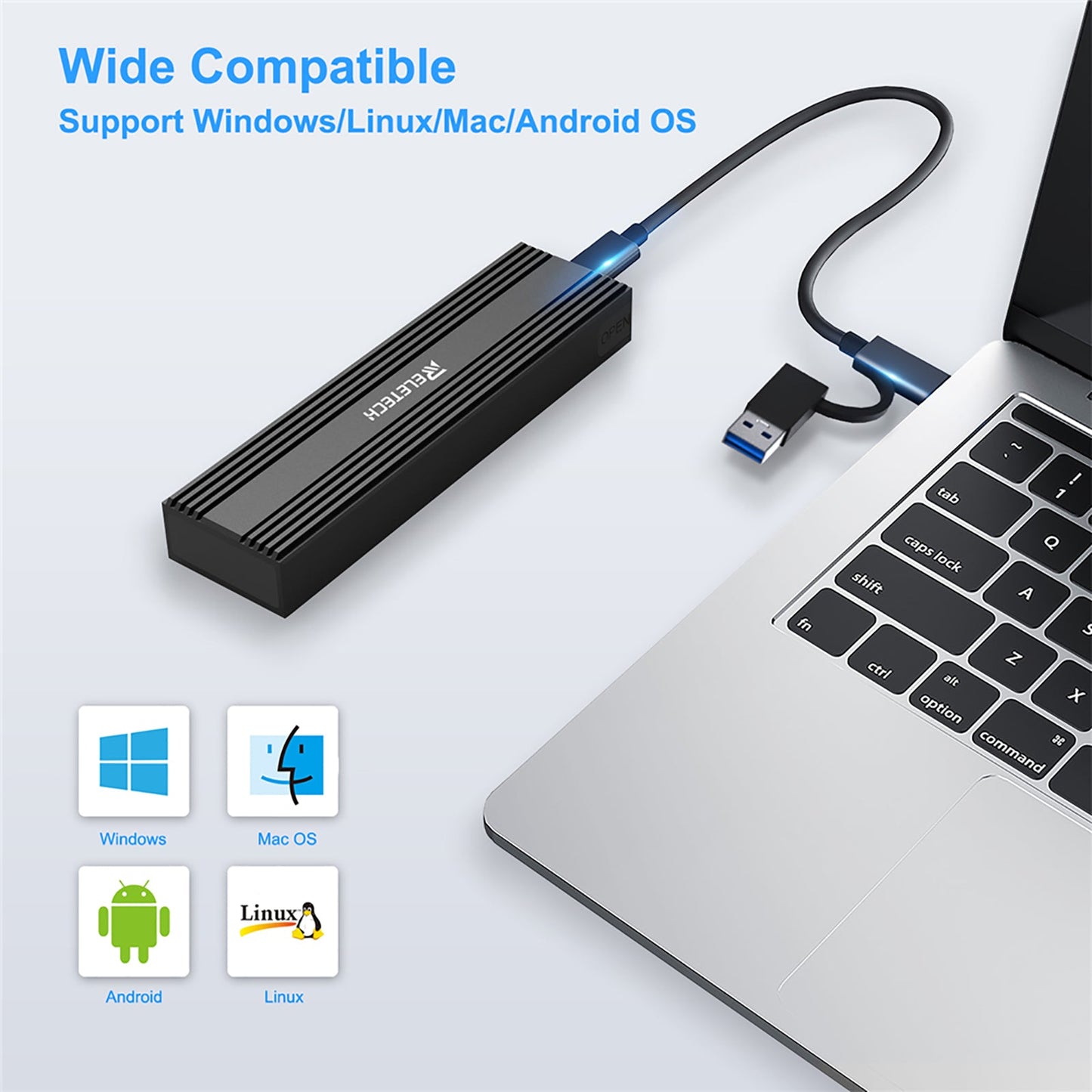 M.2 NVMe/SATA Dual Protocol SSD Enclosure WAVA I - Reletech AI Vision