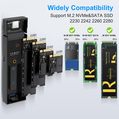 M.2 NVMe/SATA Dual Protocol SSD Enclosure WAVA I - Reletech AI Vision