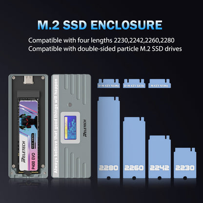 M.2 NVMe/SATA SSD Enclosure Gray WAVA II - Reletech AI Vision