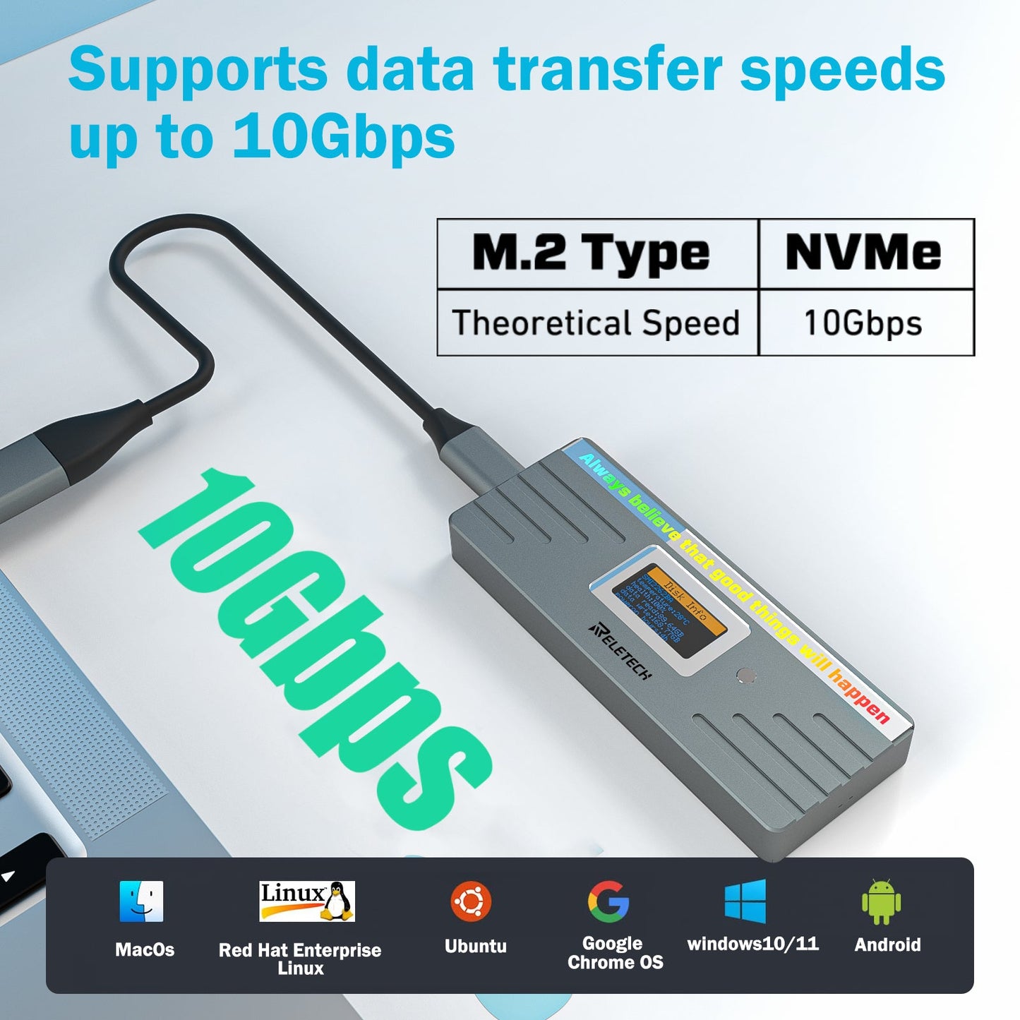 M.2 NVMe/SATA SSD Enclosure Gray WAVA II - Reletech AI Vision