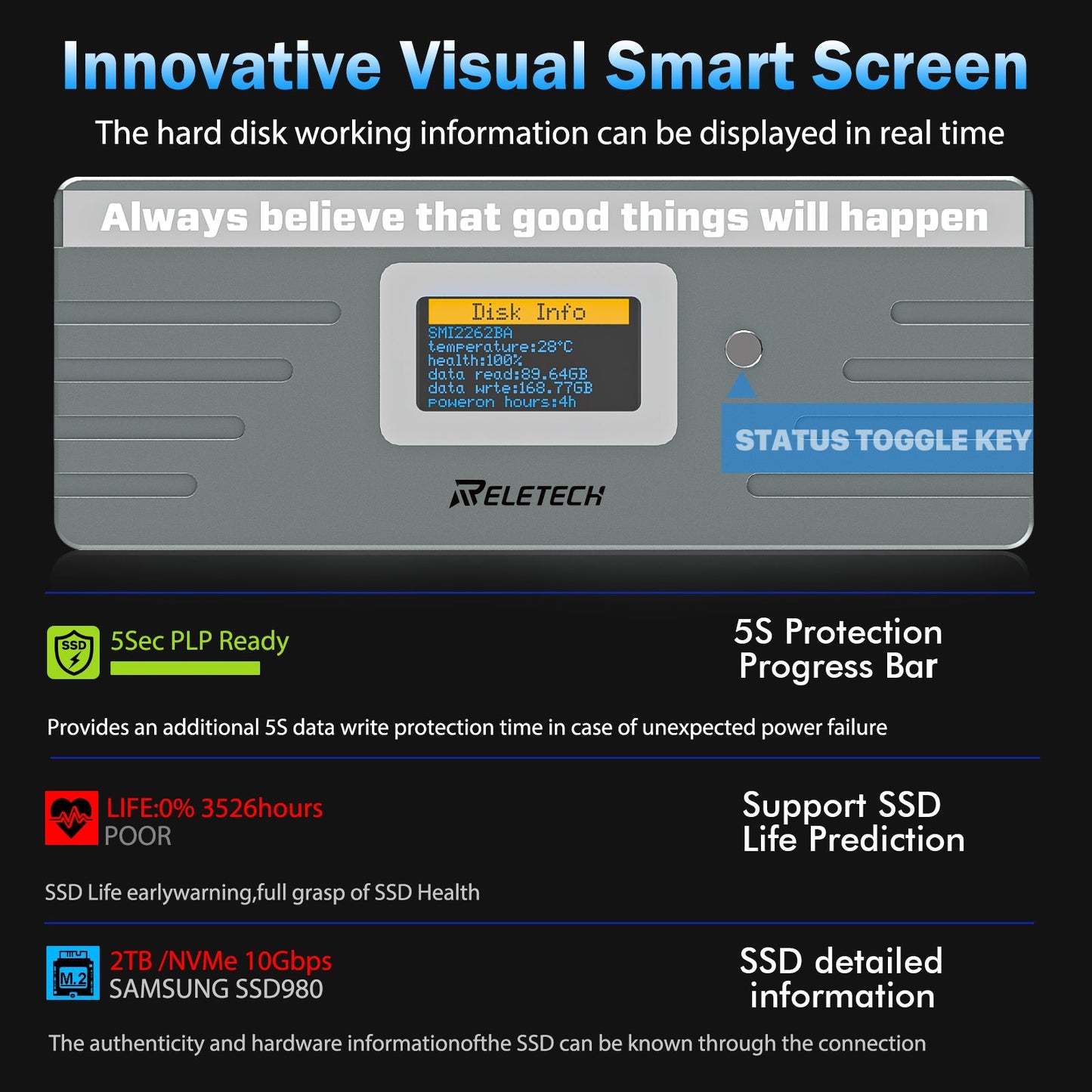 M.2 NVMe/SATA SSD Enclosure Gray WAVA II - Reletech AI Vision