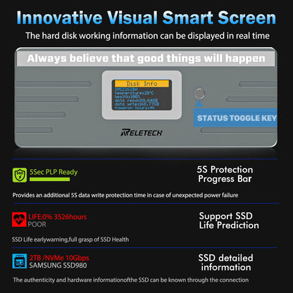 M.2 NVMe/SATA SSD Enclosure Gray WAVA II - Reletech AI Vision