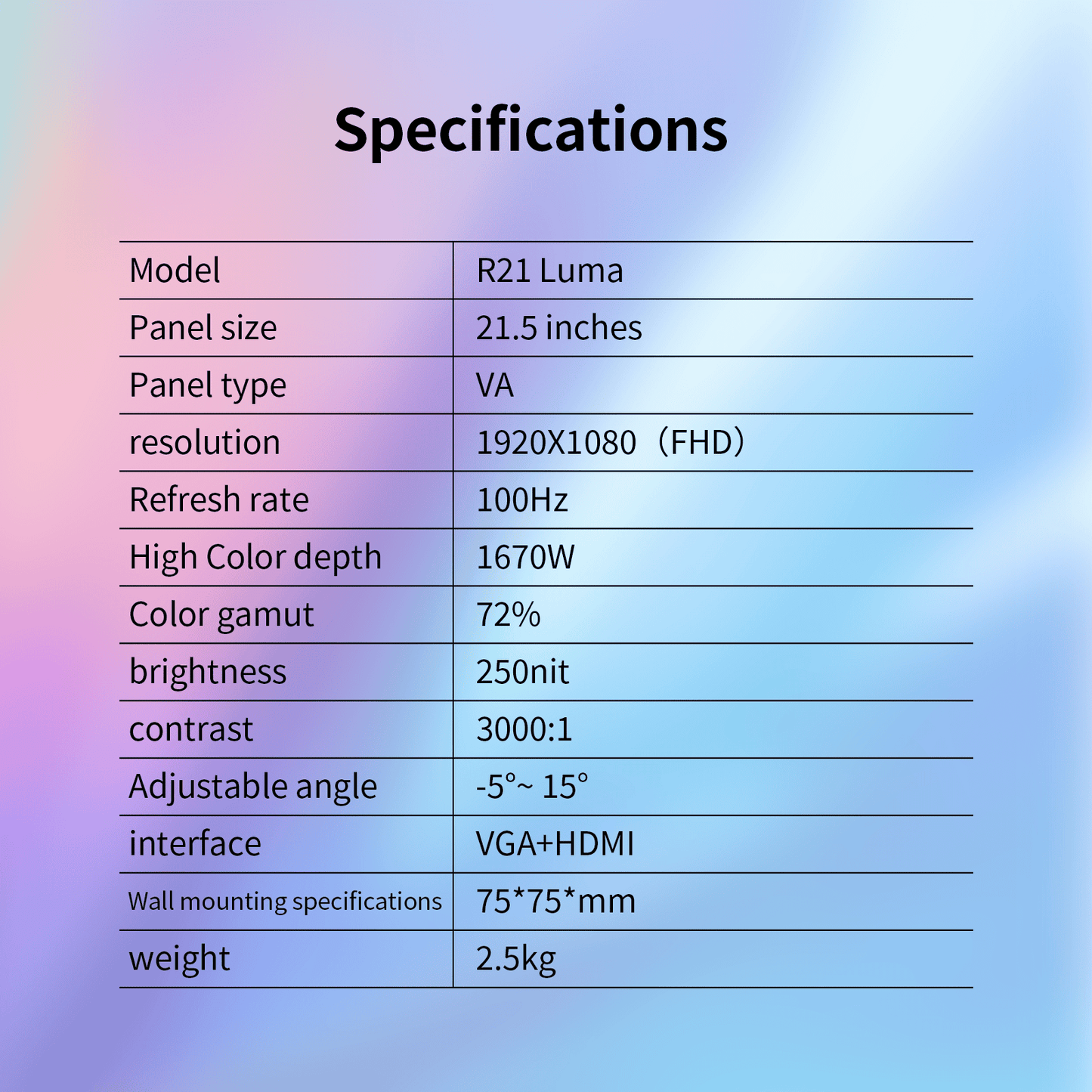 Reletech 100Hz Gaming Monitor R21 Luma - Reletech AI Vision