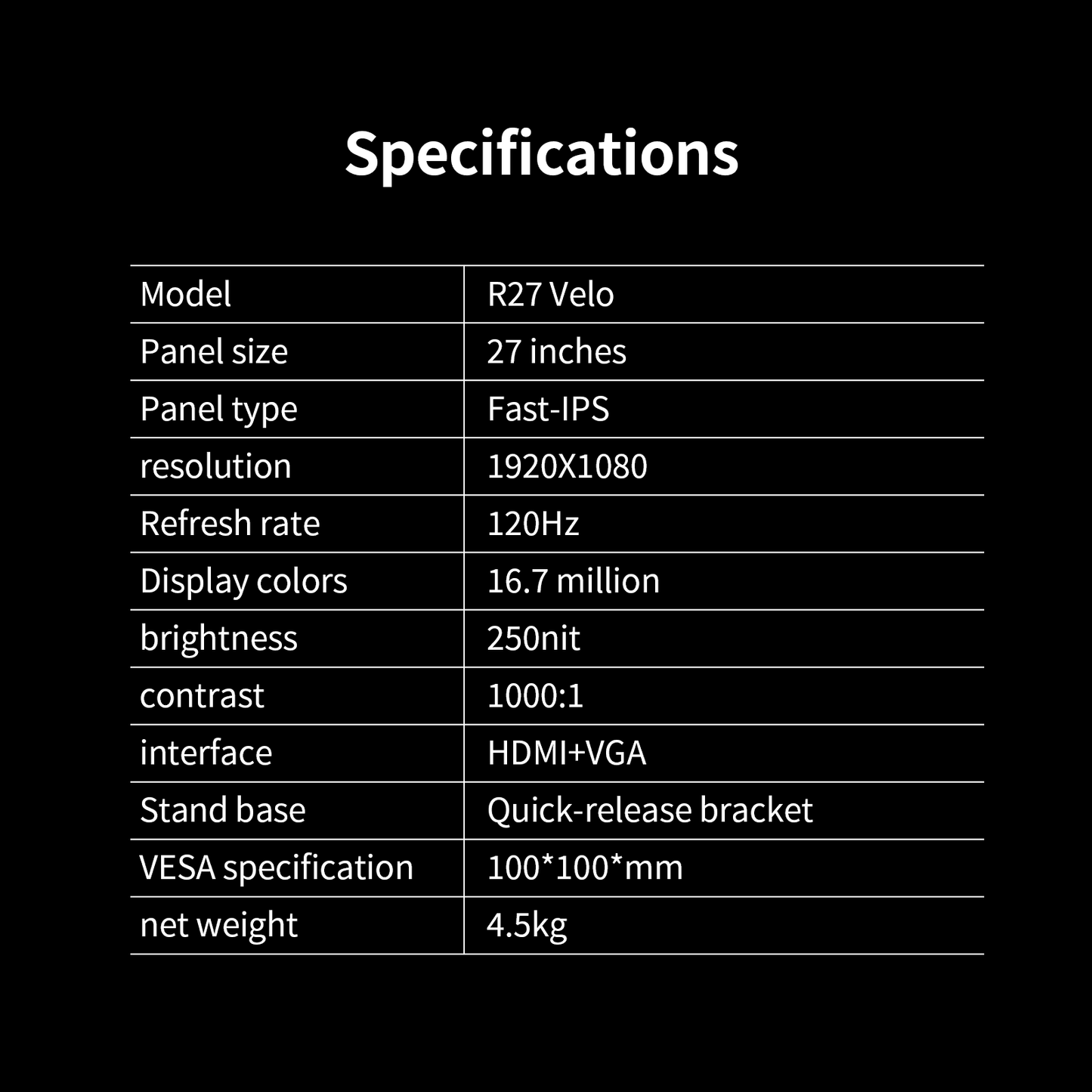 Reletech 120Hz Monitor R27 Velo - Reletech AI Vision