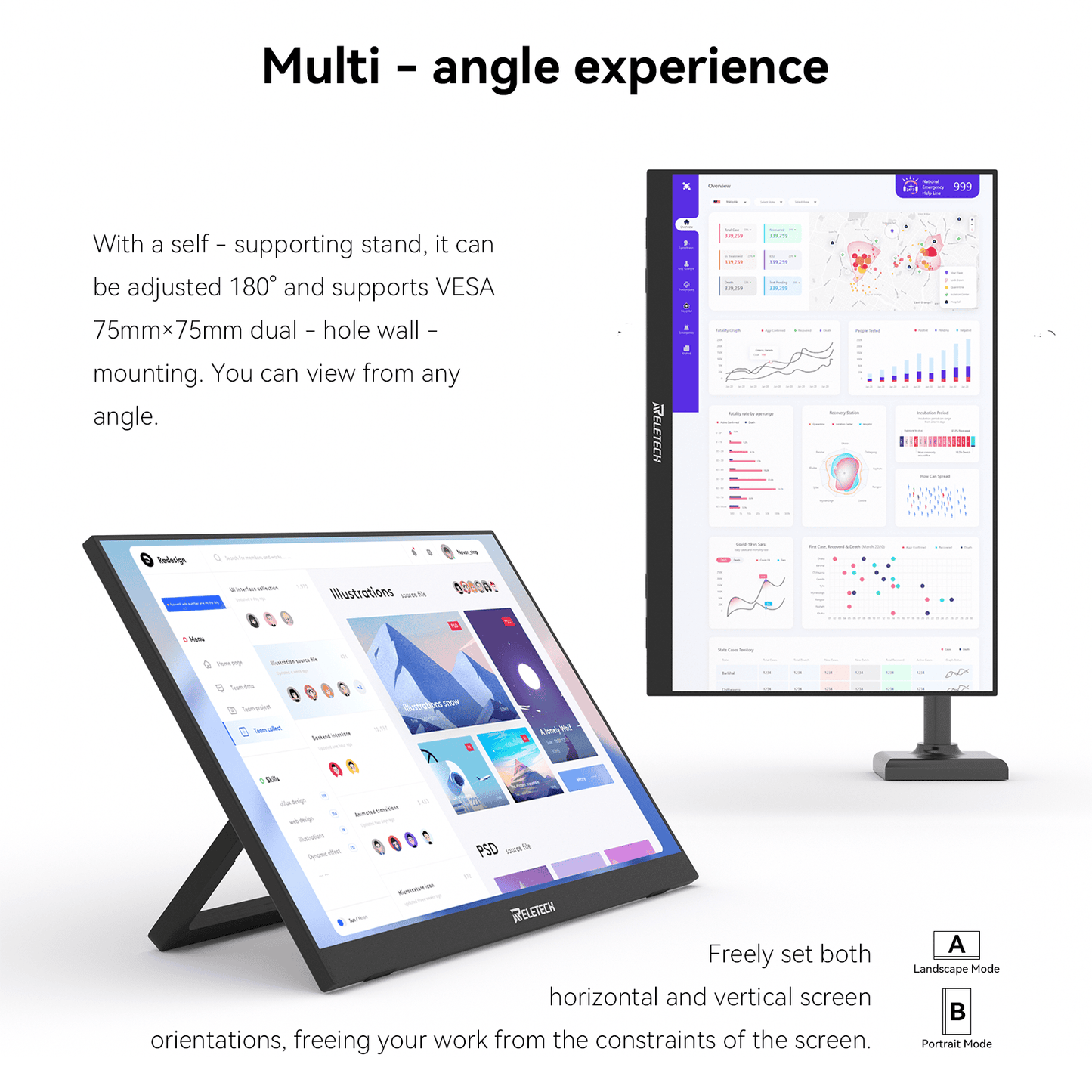 Reletech 144Hz QHD Portable Monitor M16 Pro - Reletech AI Vision
