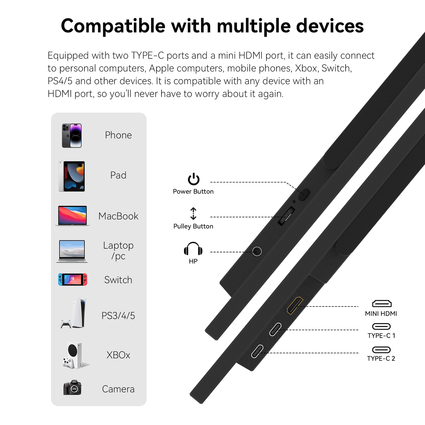 Reletech 144Hz QHD Portable Monitor M16 Pro - Reletech AI Vision