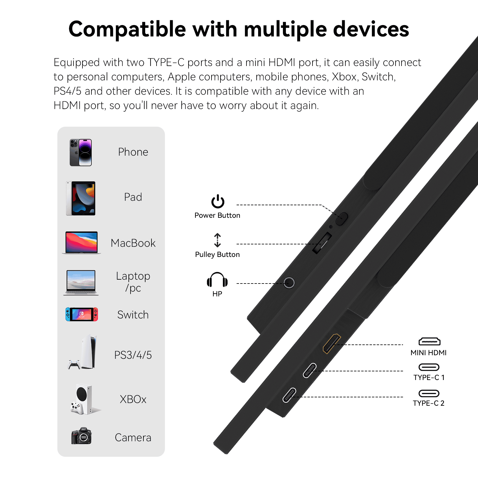 Reletech 144Hz QHD Portable Monitor M16 Pro - Reletech AI Vision