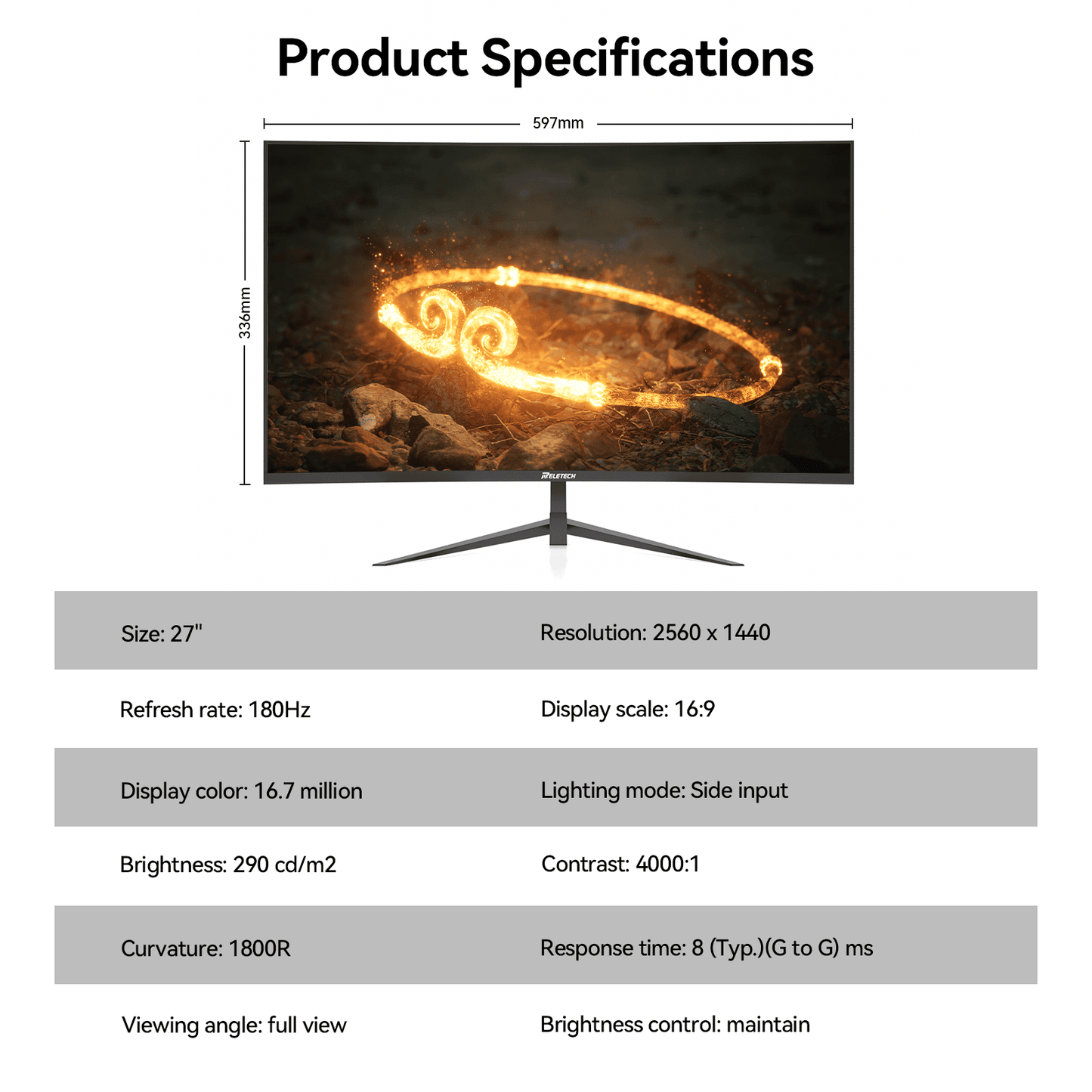 Reletech 2K 180Hz Gaming Monitor G27X Flex Pro - Reletech AI Vision