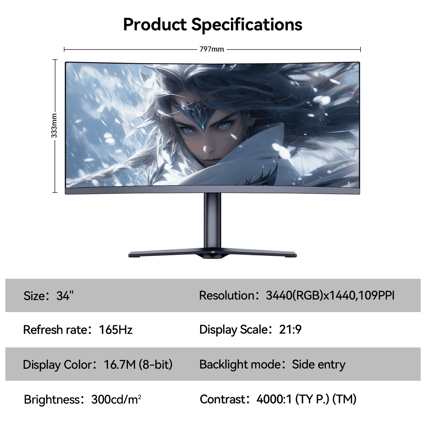 Reletech 4K 165Hz Gaming Monitor G34WQ - Reletech AI Vision