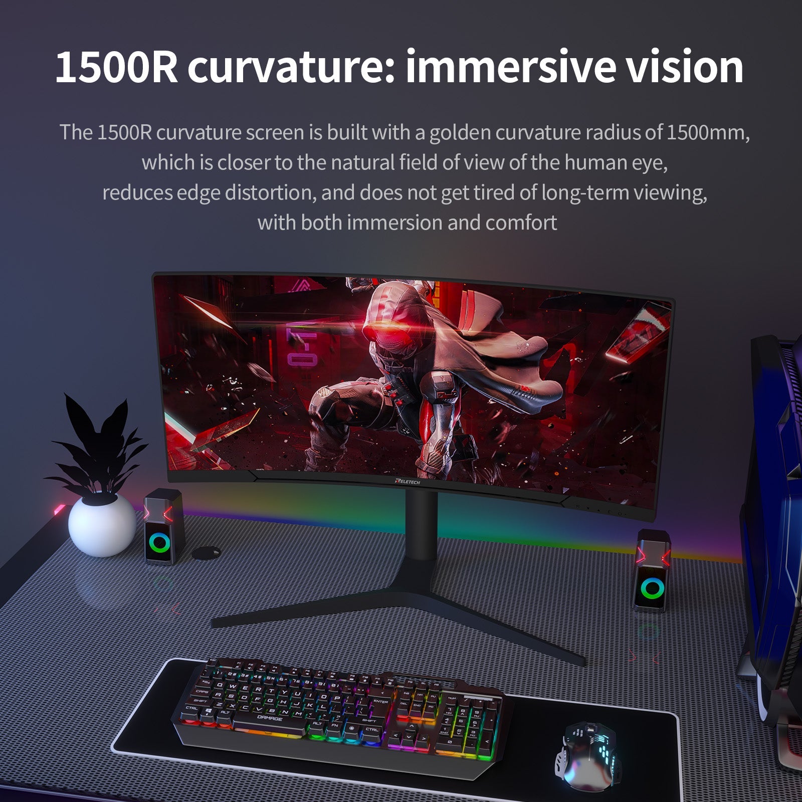 Reletech ‌Ultra-wide 2K 180Hz Gaming Monitor R34V Horizon