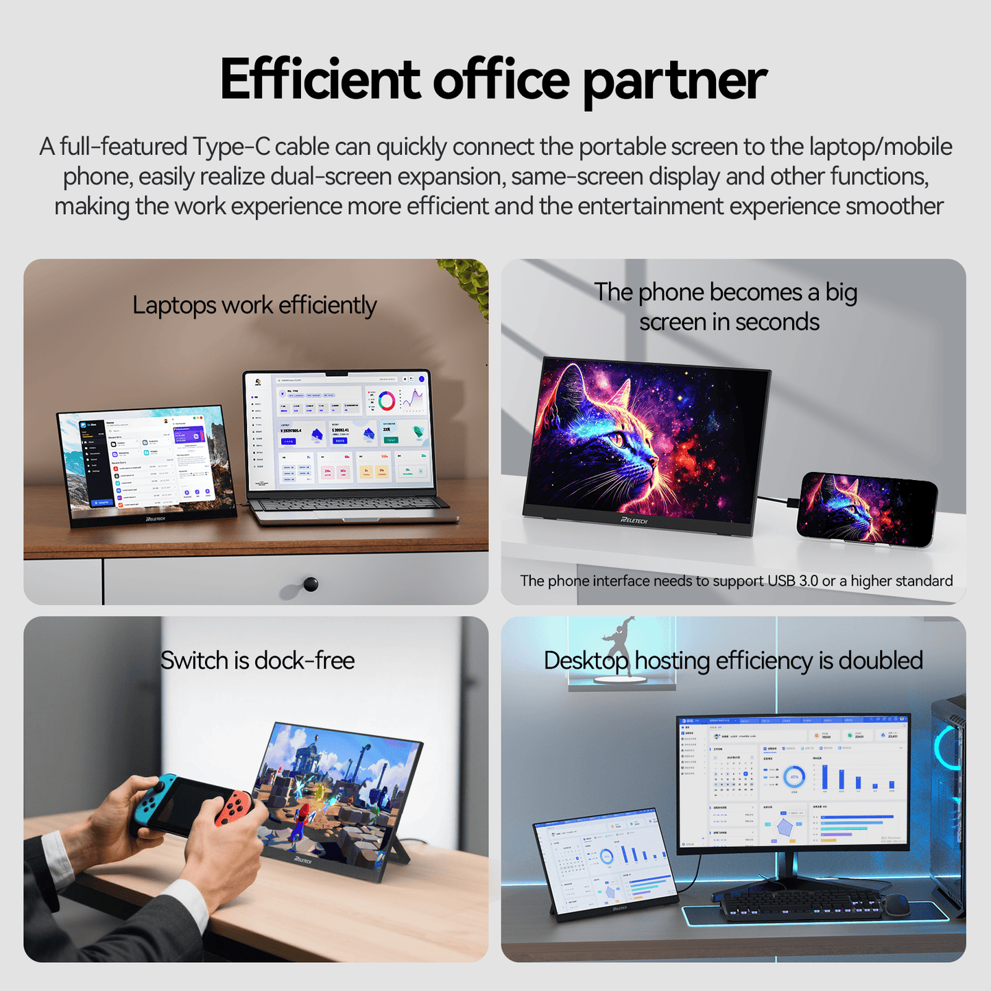 Reletech 60Hz OLED Portable Monitor M13OL - Reletech AI Vision