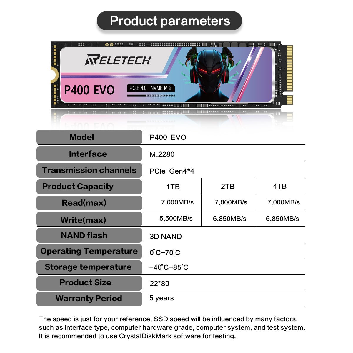 Reletech P400 EVO M.2 2280 PCIe Gen 4x4 NVMe SSD - Reletech AI Vision