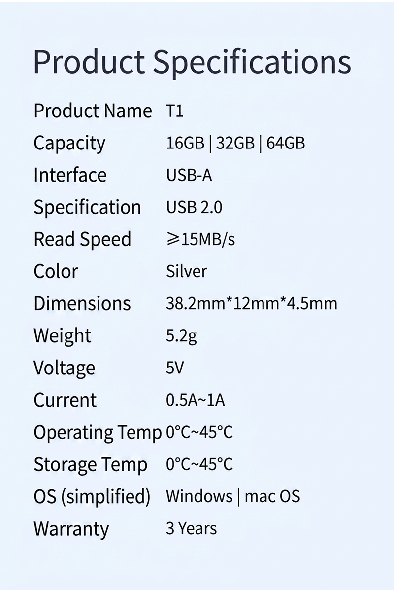 T1 Mini Large Capacity USB2.0 Flash Drive - Reletech AI Vision