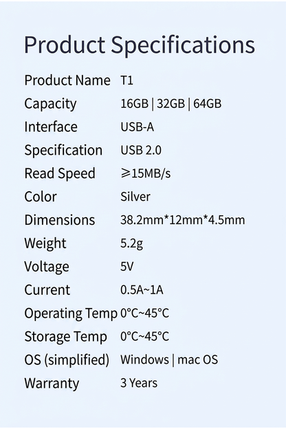 T1 Mini Large Capacity USB2.0 Flash Drive - Reletech AI Vision