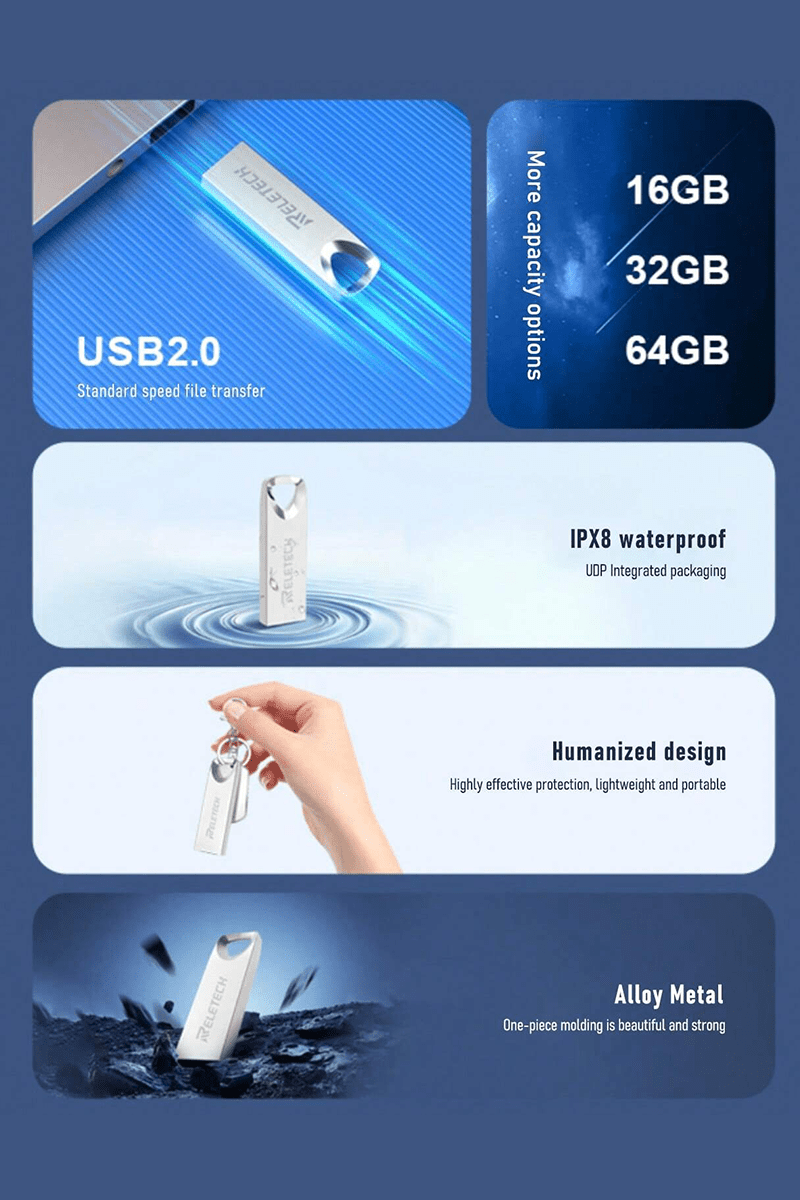 T2 Silver Metal Car USB2.0 Drive - Reletech AI Vision
