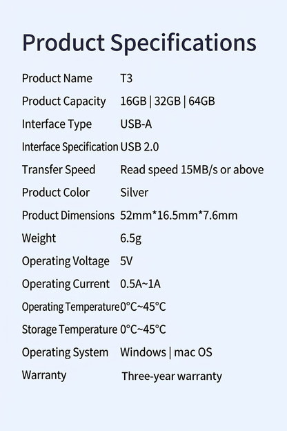T3 Business Mini USB2.0 Flash Drive - Reletech AI Vision