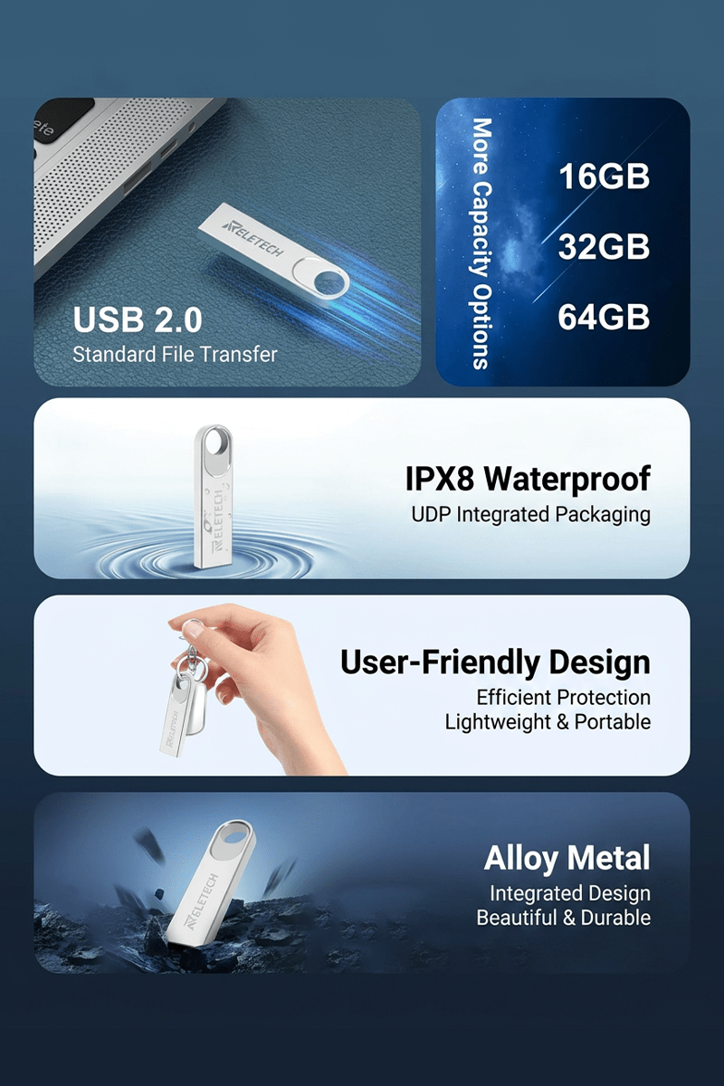 T5 Waterproof Metal USB2.0 Flash Drive - Reletech AI Vision