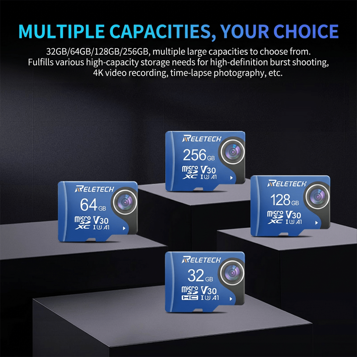 U3 V30 A1 Blue Universal Car TF Card - Reletech AI Vision