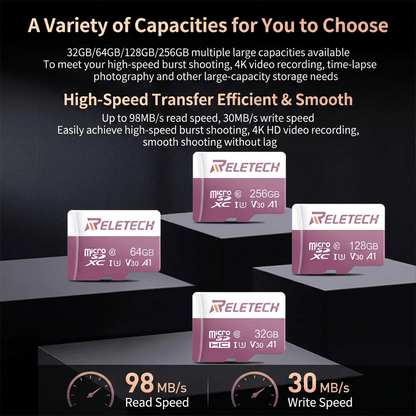 U3 V30 A1 TF Card For Camera Pink - Reletech AI Vision