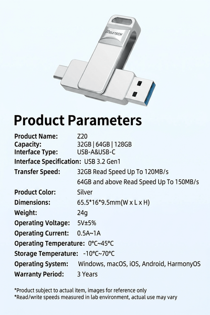 Z20 Dual Interface Type - C USB3.2 Drive - Reletech AI Vision